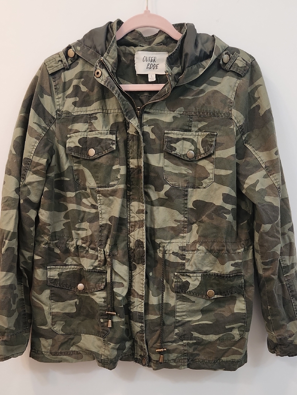 Outer Edge Women's Hooded Camo Utility Jacket - Green